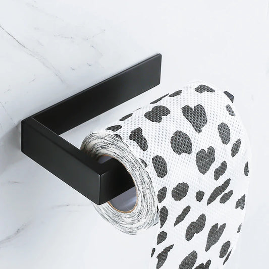 Matte Black Stainless Steel Toilet Paper Holder with Easy Damage Free Install