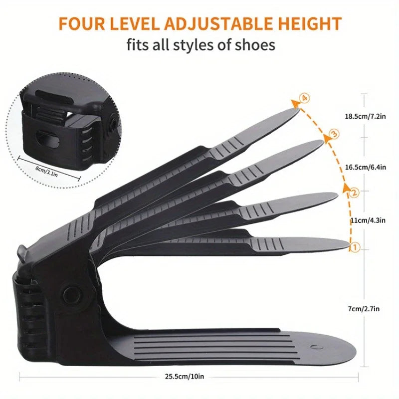 Adjustable Double Layer Plastic Shoe Rack for Modular Space Efficient Shoe Storage