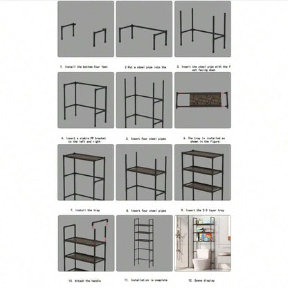 Over the Toilet Multi Tier Storage Rack to Maximize Bathroom Space Without Drilling