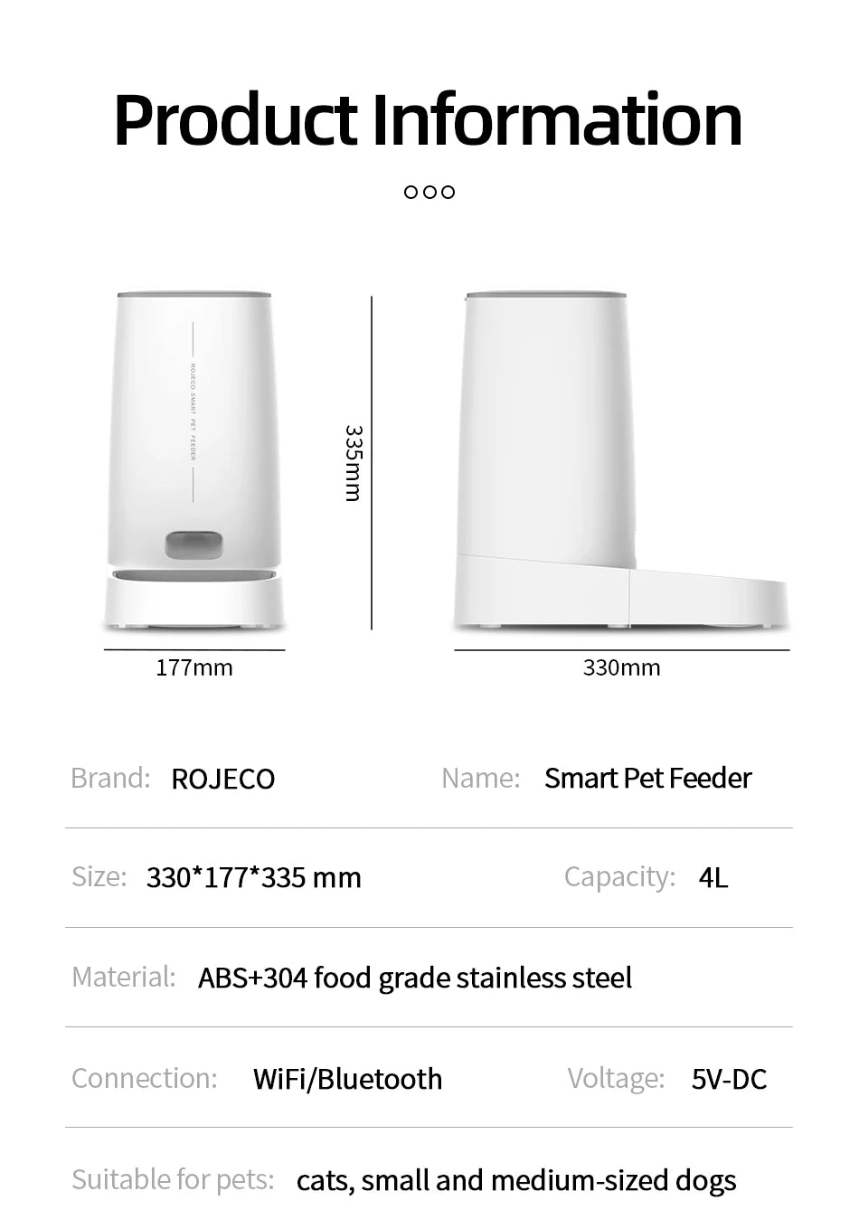 Smart WiFi Automatic Pet Feeder to Schedule and Control Your Pets Meals Remotely