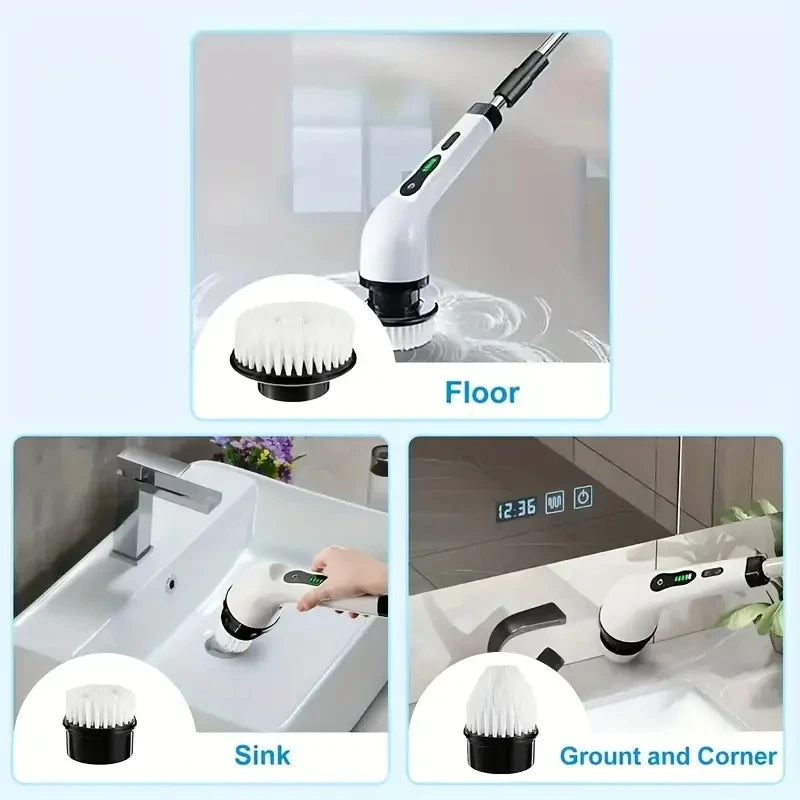 Wireless Electric Scrubber with 7 Brush Heads for Effortless Deep Cleaning Everywhere