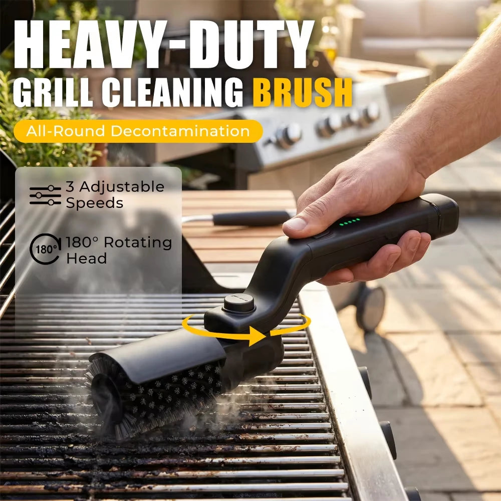 Cordless Electric BBQ Grill Brush for Deep Cleaning Heavy Grease Effortlessly