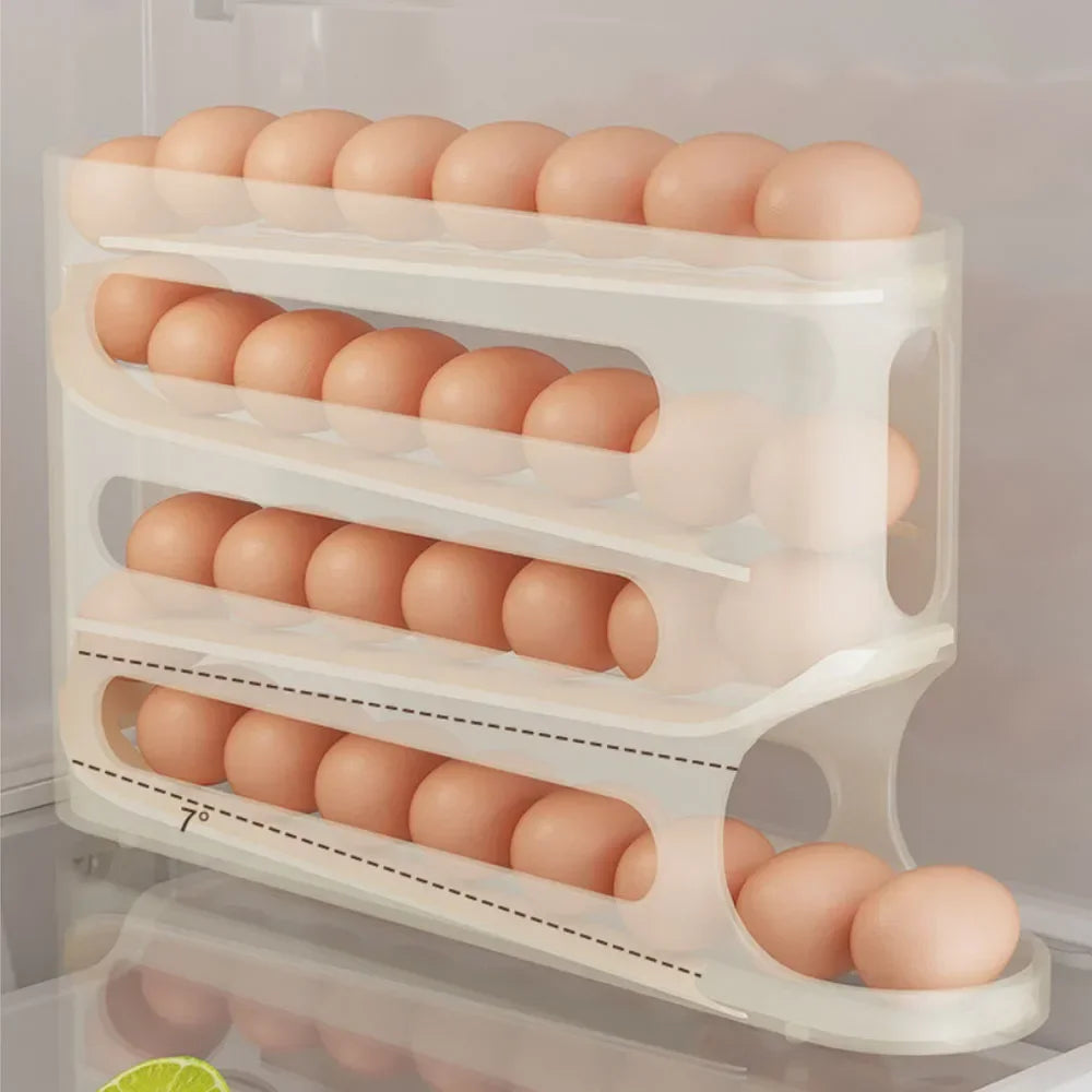 4 Layer Auto Rolling Egg Dispenser for Fresh Eggs First and Maximum Fridge Space