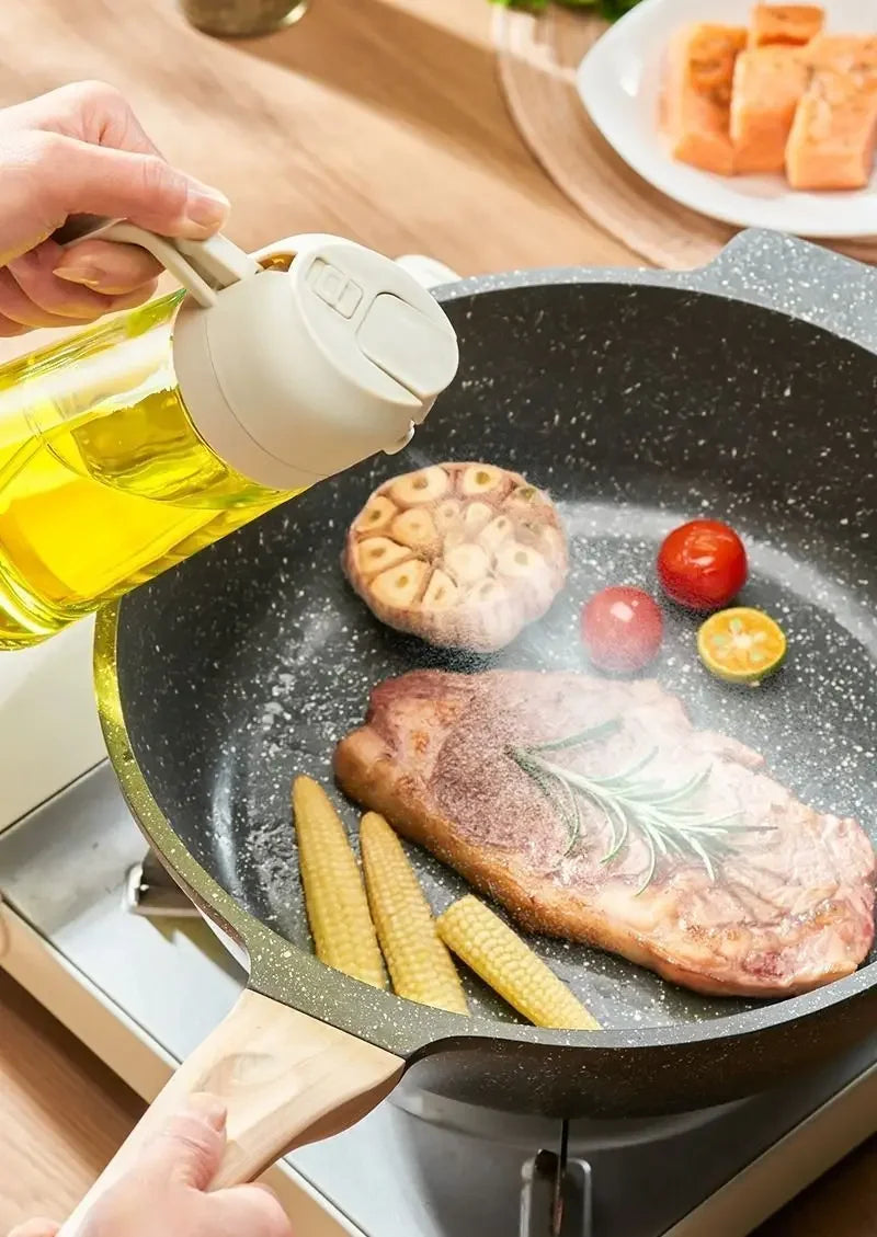Olive Oil Mist Spray Bottle with Auto Lid for Precise Mess Free Cooking