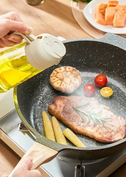 Olive Oil Mist Spray Bottle with Auto Lid for Precise Mess Free Cooking