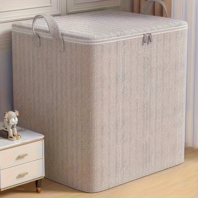 Extra Large Lidded Storage Box for Durable Space Saving Organization of Clothes and Bedding