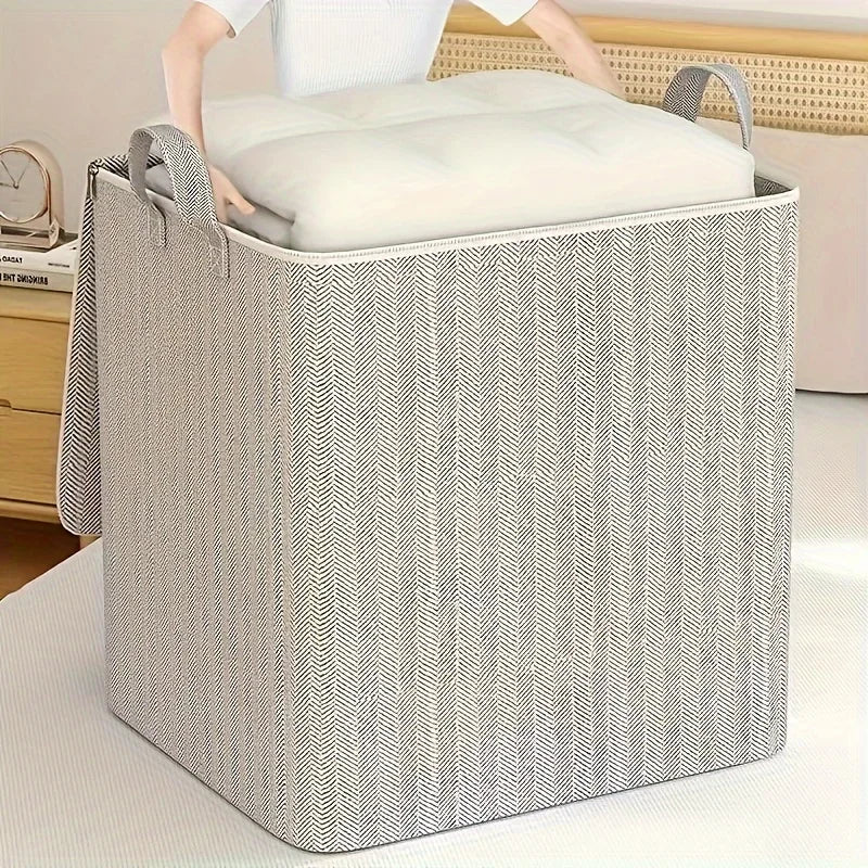 Extra Large Lidded Storage Box for Durable Space Saving Organization of Clothes and Bedding