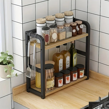 2 Tier Rustproof Metal Countertop Shelf for Stylish Space Saving Kitchen Organization