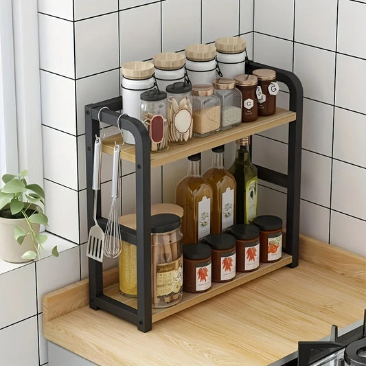2 Tier Rustproof Metal Countertop Shelf for Stylish Space Saving Kitchen Organization