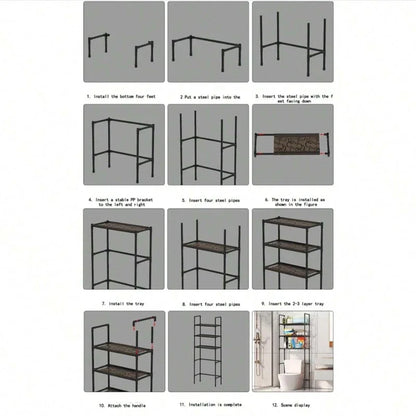 Over the Toilet Multi Tier Storage Rack to Maximize Bathroom Space Without Drilling