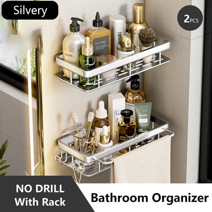 Rustproof Stainless Steel Suction Shower Rack for Bathroom Storage That Stays Put