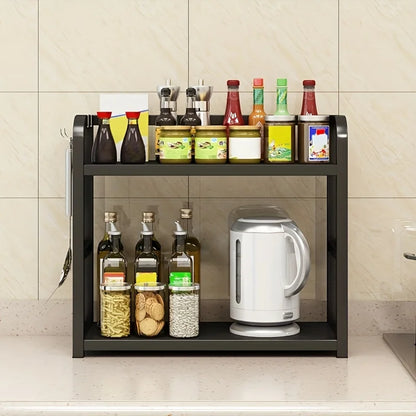 2 Tier Rustproof Metal Countertop Shelf for Stylish Space Saving Kitchen Organization