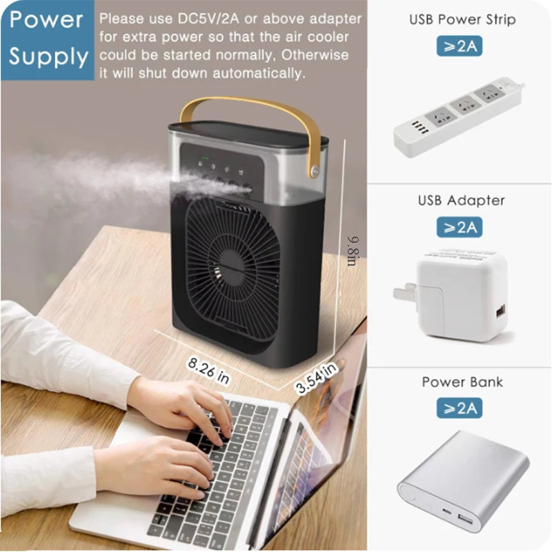 3 in 1 USB Desktop Cooling Fan and Humidifier to Stay Cool and Comfortable Anywhere