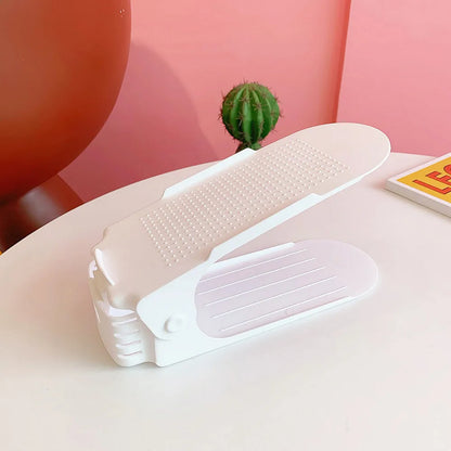 Adjustable Double Layer Plastic Shoe Rack for Modular Space Efficient Shoe Storage
