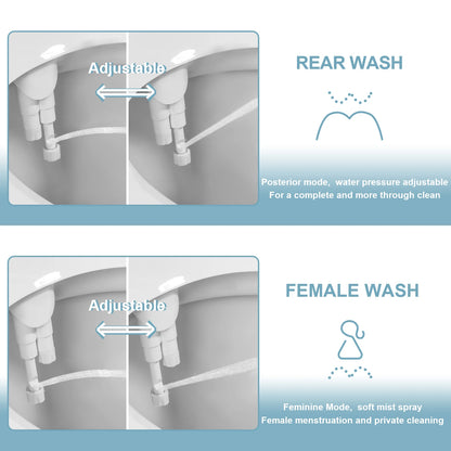 Ultra Slim Bidet Attachment with Dual Nozzle for Fresh Clean Feel and Easy Install