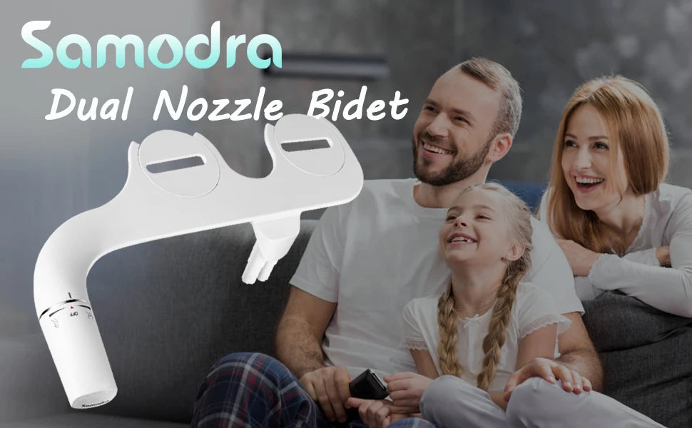 Ultra Slim Bidet Attachment with Dual Nozzle for Fresh Clean Feel and Easy Install