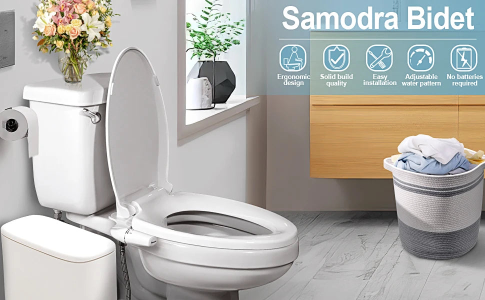 Ultra Slim Bidet Attachment with Dual Nozzle for Fresh Clean Feel and Easy Install