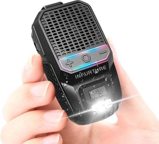 Wearable Bluetooth Speaker Clip on Speaker with Rgb/Flashlight Shower Speake Built-In Noise Reduction Mic, Bathroom Speakers for Hands-Free Music/Calls-For Work/Riding/Outdoor, Ideal Gifts