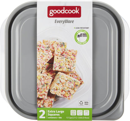 Everyware Extra Large Square Food Storage Container, 2 Pack, BPA Free