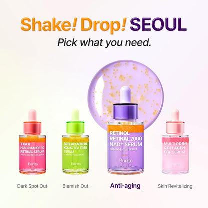 Retinol 0.1% + Retinal 0.1% Anti-Aging Facial Serum | for Wrinkles, Fine Lines & Firmer Skin | Dual Retinoids with NAD+, Improve Elasticity & Skin Texture | Korean Skincare, 30Ml 1.01 Fl.Oz