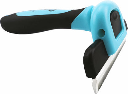 PDT- 1001 Professional Pet De Shedding Comb Tool Blue | Effectively Reduces Shedding by up to 95%, Ideal for Short, Medium, Long Hair, Ergonomic Non-Slip Handles, Durable and Stable