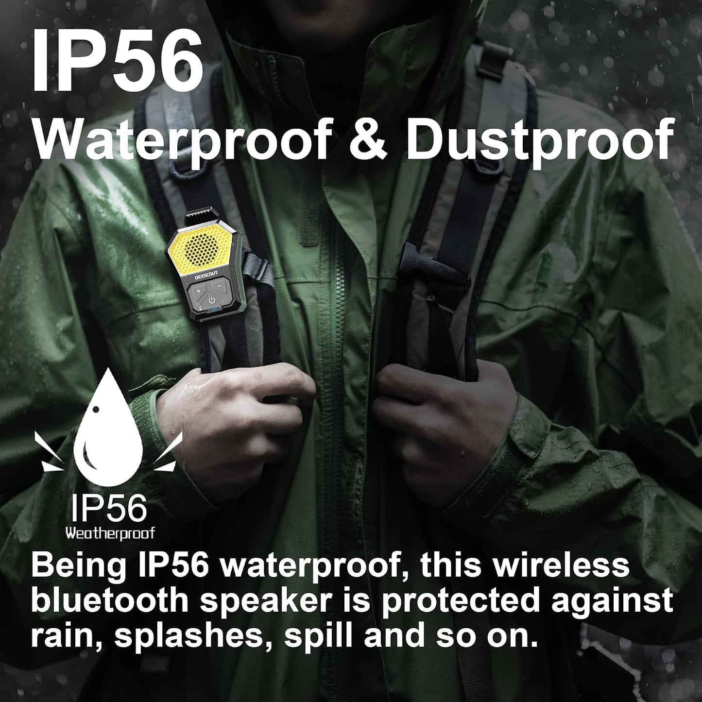Wearable Bluetooth Speaker, Portable Wireless Clip-On Mini Water-Resistant Speaker, 12H Playtime, Built-In Mics for Hands-Free, Small Wireless Bluetooth for Jobsite/Sports/Outdoor