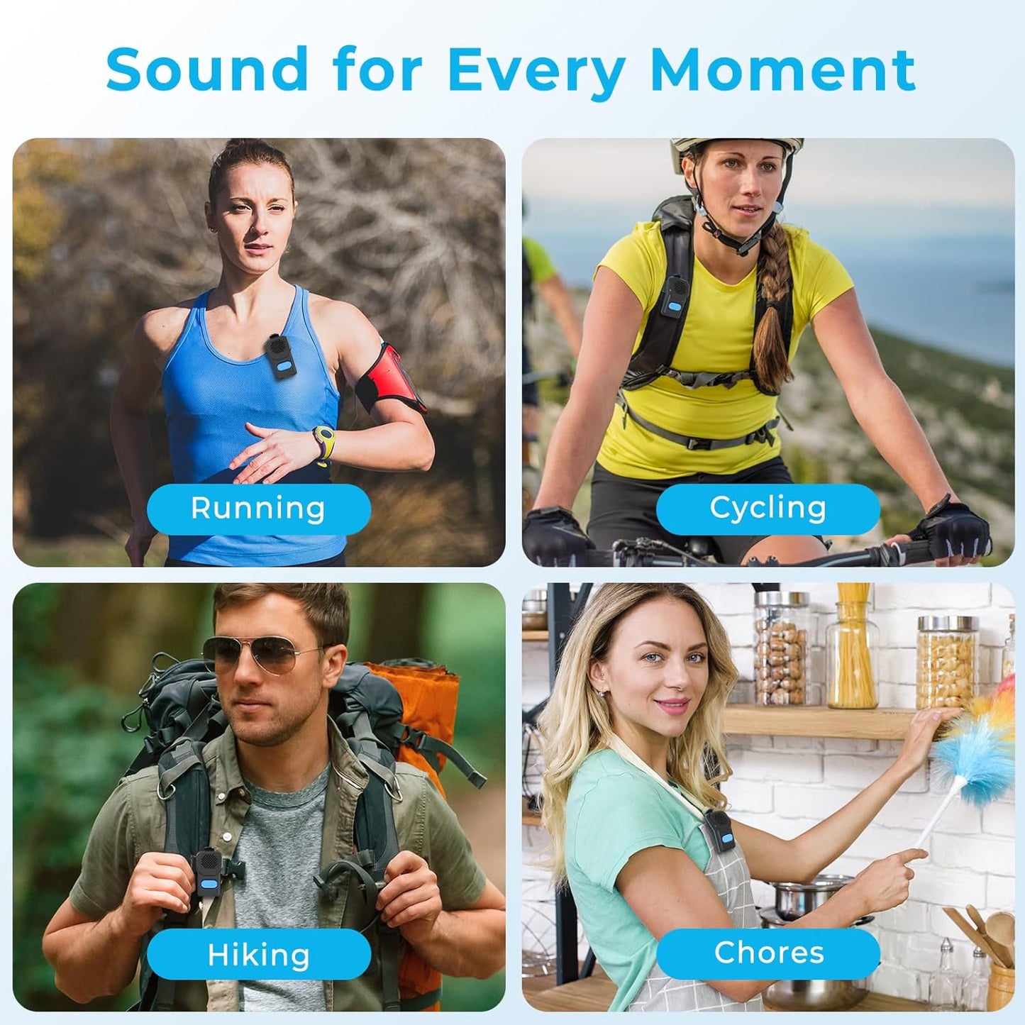 Wearable Bluetooth Speaker, 10H Working Time Clip on Portable Mini Personal Speaker, IPX7 Waterproof, Clean Sound, BT 5.3, ENC Built-In Mic, Hands-Free Music/Calls for Outdoor Work