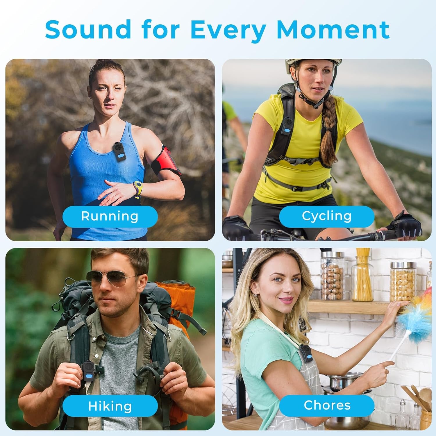 Wearable Bluetooth Speaker, 10H Working Time Clip on Portable Mini Personal Speaker, IPX7 Waterproof, Clean Sound, BT 5.3, ENC Built-In Mic, Hands-Free Music/Calls for Outdoor Work