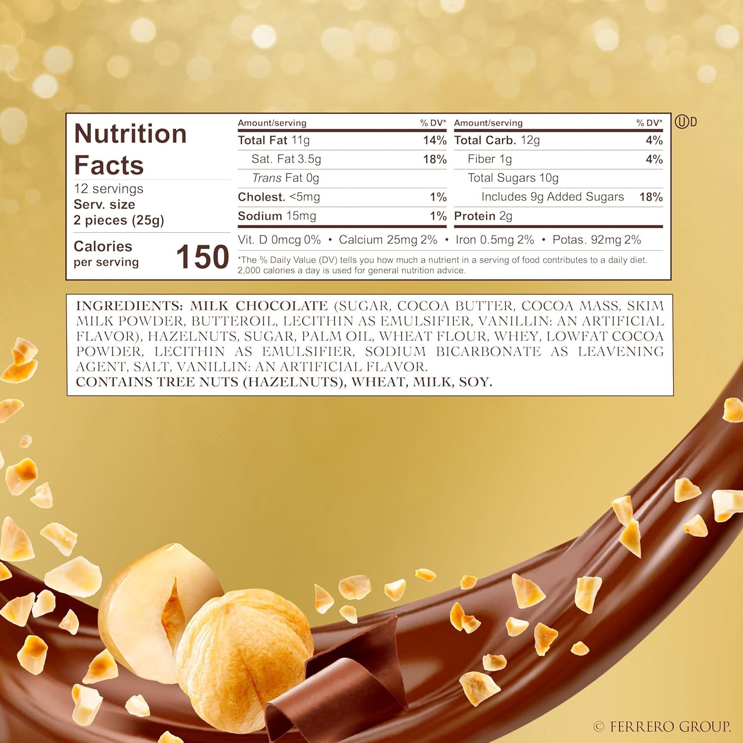 Gourmet Hazelnut Milk Chocolate Gift Box, 24 Individually Wrapped Chocolates, 10.6 Oz