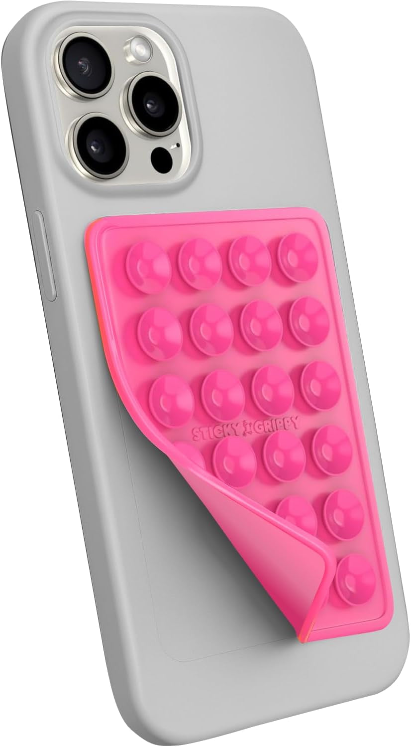 Suction Phone Case Mount, Sillicon Adhesive Phone Accessory for Iphone and Android, Hands-Free Strong Grip Mirror Shower Phone Holder, Tiktok Videos and Selfies (Pink)