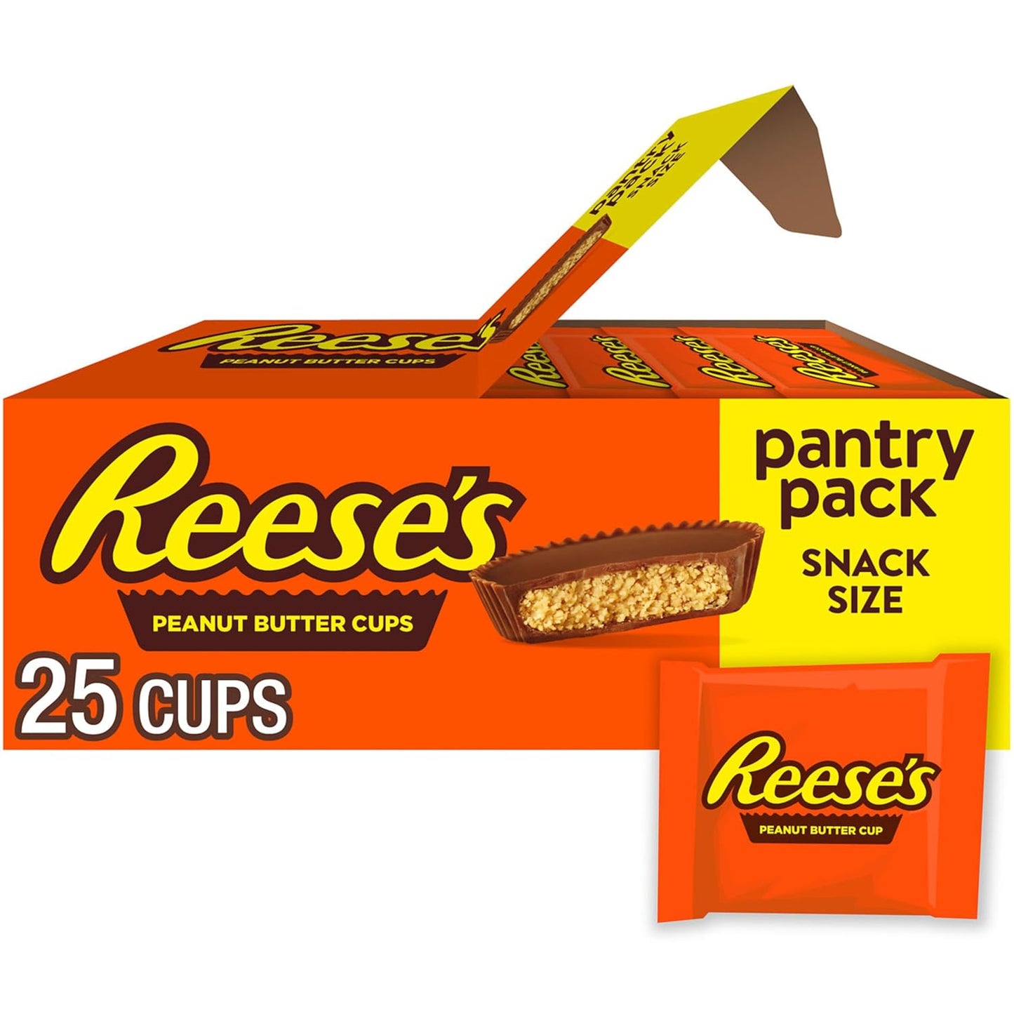 Milk Chocolate Snack Size Peanut Butter Cups, Candy Pantry Pack, 13.75 Oz (25 Pieces)