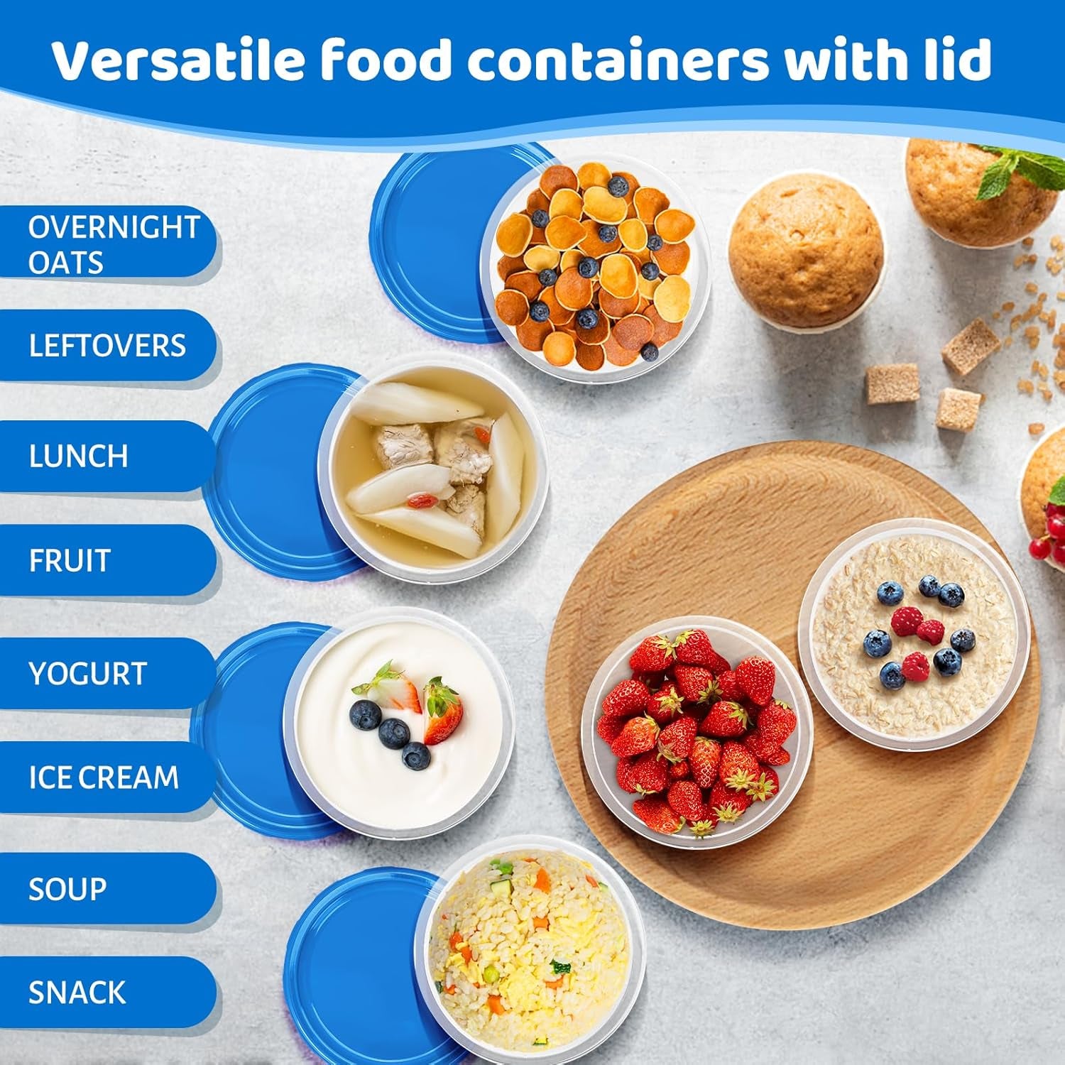 Freezer Storage Containers, [10 Pack-16 Oz] Ultra Thick Freezer Containers with Leakproof Twist Top Lids, Heavy Duty BPA Free Stackable Food Containers for Lunch/Salad/Leftover/Soup/Oats/Ice Cream