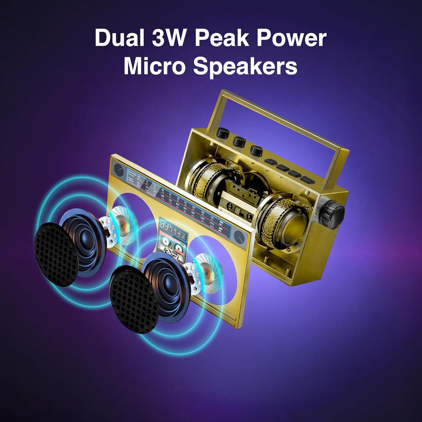 Portable Bluetooth Speakers, Retro Speakers Bluetooth Wireless Wearable Mini Bluetooth Boombox with 27” Neck Chain, FM Radio, On-Board Buttons, Dual 3W Peak Power Bluetooth Speaker for Home & Travel
