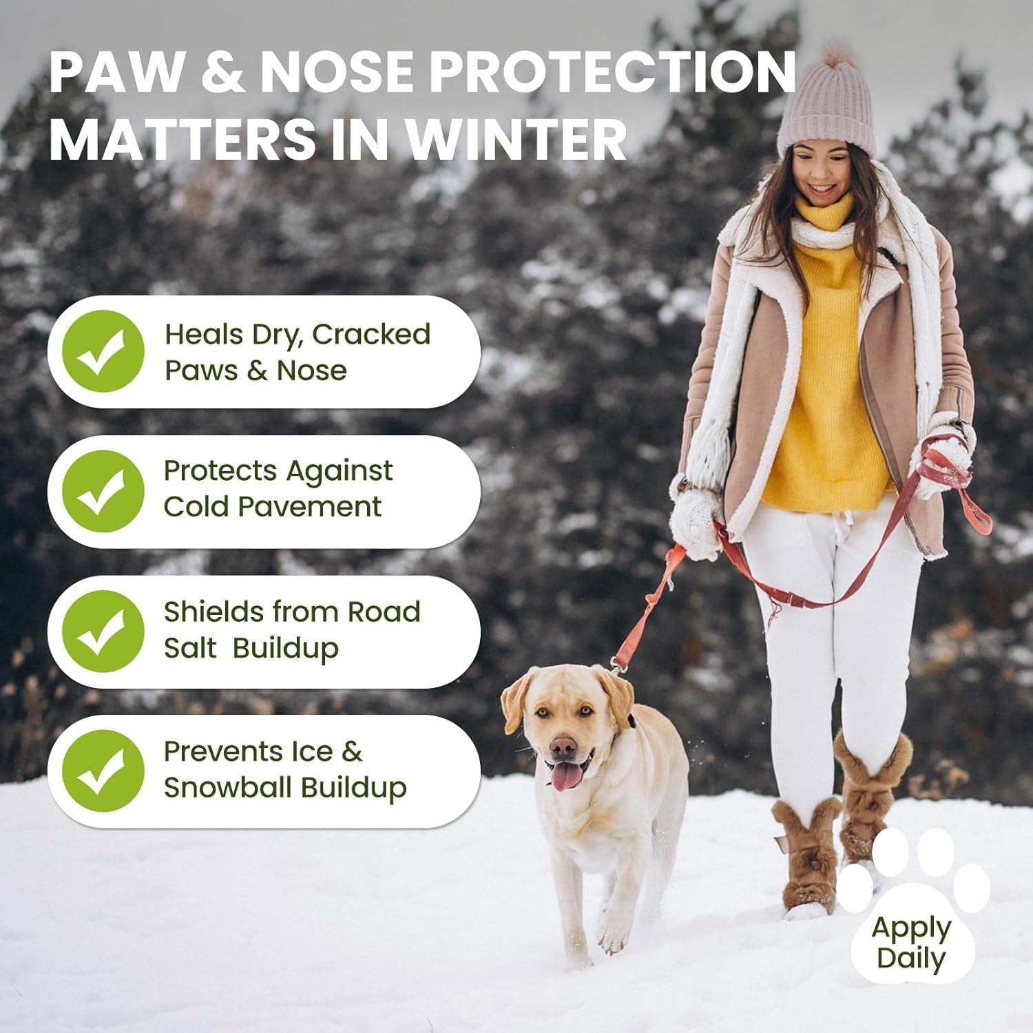 Lick-Safe Dog Paw & Nose Balm with Coconut Oil | All-Natural Moisturizer & Soother for Dry, Cracked Pads & Snout | Summer Hot Pavement & Sand Paw Wax, Nose Butter for Bulldogs (2.1 Oz / 60 G)