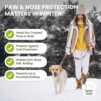 Lick-Safe Dog Paw & Nose Balm with Coconut Oil | All-Natural Moisturizer & Soother for Dry, Cracked Pads & Snout | Summer Hot Pavement & Sand Paw Wax, Nose Butter for Bulldogs (2.1 Oz / 60 G)