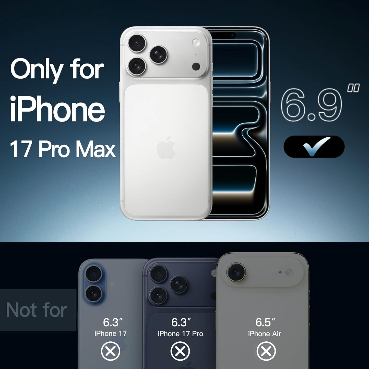 Case for Iphone 17 Pro Max 6.9-Inch, Non-Yellowing Shockproof Phone Bumper Cover, Anti-Scratch Clear Back (Clear)