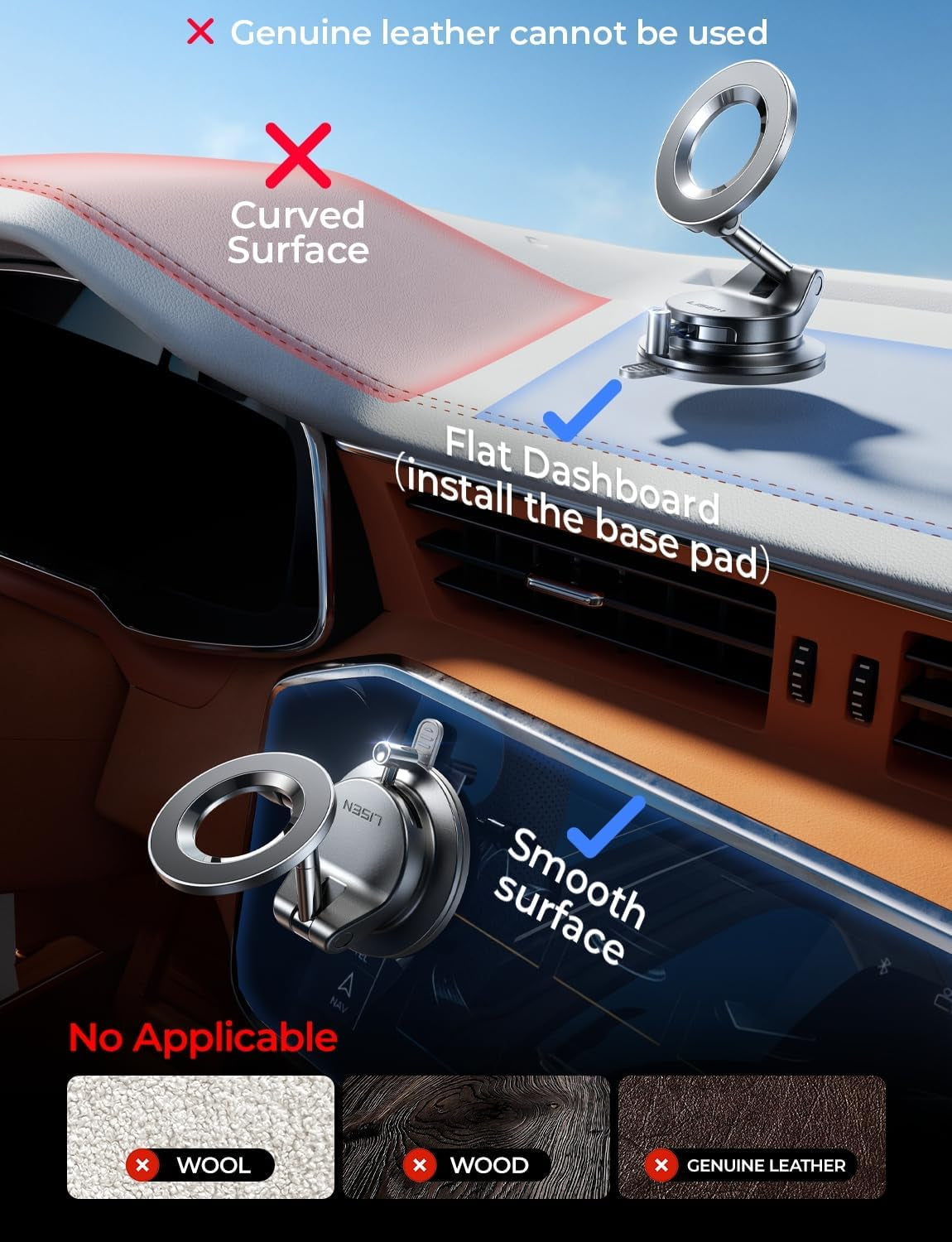 for Magsafe Car Mount, Magnetic Phone Holders for Your Car Vacuum, Phone Mount for Car Accessories for Women Men Jeep BMW, Suction Phone Holder Gifts Kits, for Iphone 17 Pro Max 16 15 14 13 12