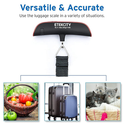 Luggage Scale, Digital Weight Scales for Travel Accessories Essentials Suitcases , Portable Handheld Scale with Temperature Sensor, Rubber Paint, 110 Pounds, Battery Included