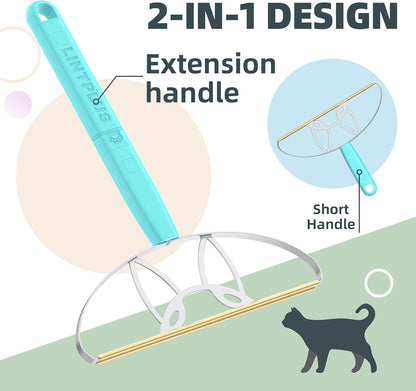 MAX & Pro  Pet Hair Remover Bundle-2-In-1 Adjustable & Fixed Handle Duo, Large + Compact Tools for Carpets, Furniture, Cars, and Tight Spaces
