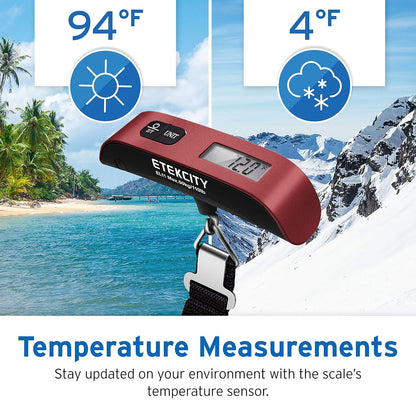 Luggage Scale, Digital Weight Scales for Travel Accessories Essentials Suitcases , Portable Handheld Scale with Temperature Sensor, Rubber Paint, 110 Pounds, Battery Included