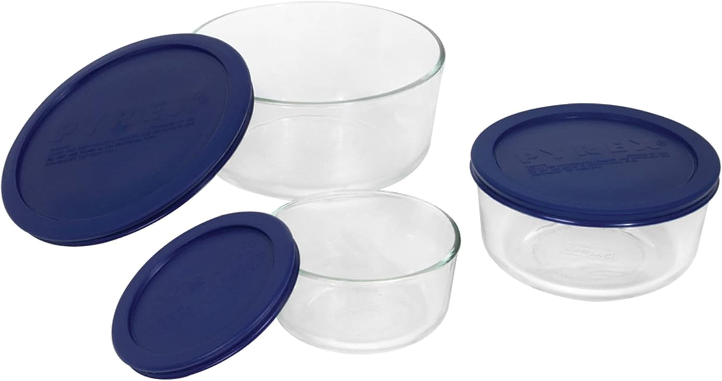 Simply Store (3-Pack) Glass Food Storage Containers Set, (2, 4 & 7 Cup) Meal Prep Containers with Plastic Bpa-Free Lids, Dishwasher & Microwave Safe