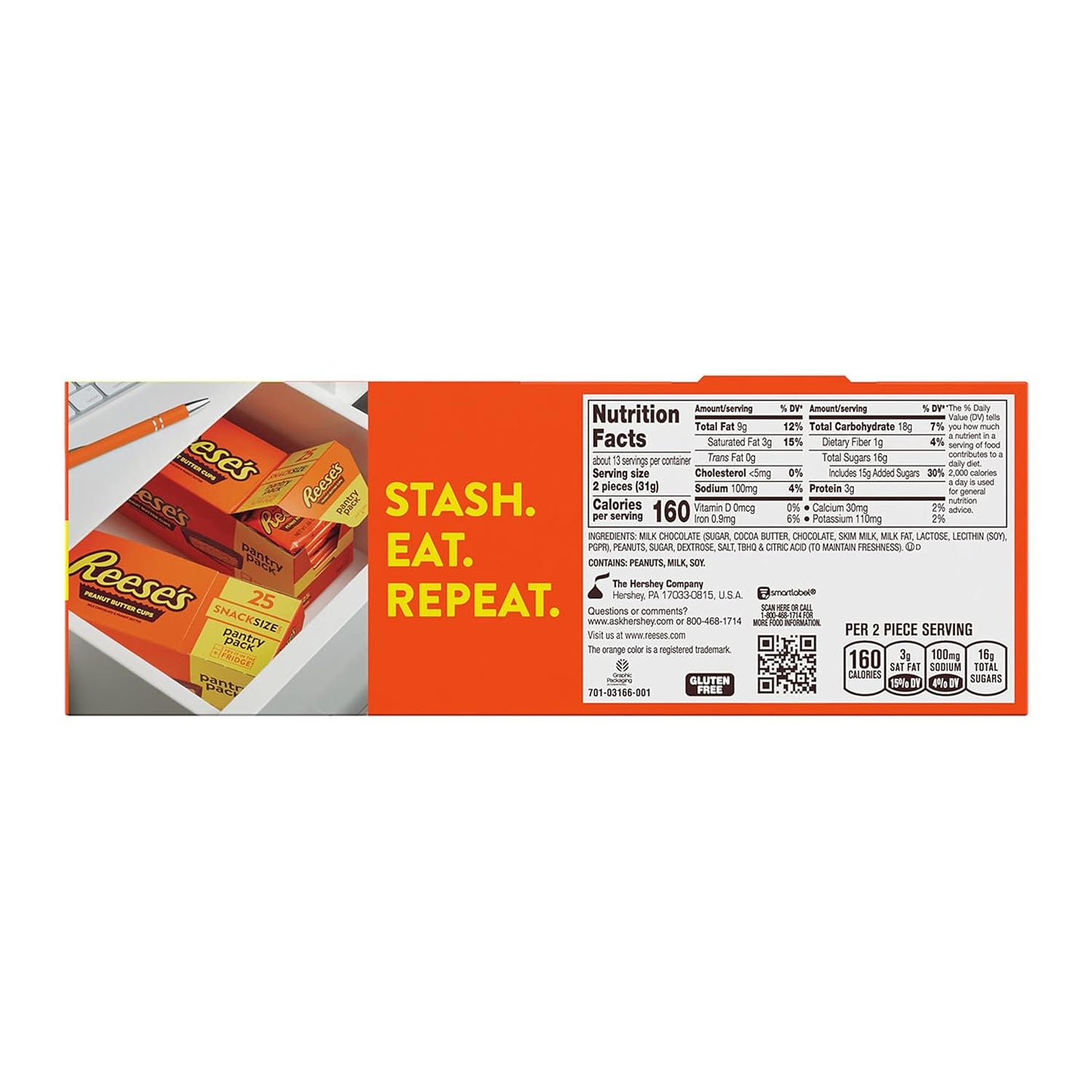 Milk Chocolate Snack Size Peanut Butter Cups, Candy Pantry Pack, 13.75 Oz (25 Pieces)