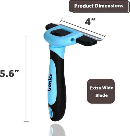 PDT- 1001 Professional Pet De Shedding Comb Tool Blue | Effectively Reduces Shedding by up to 95%, Ideal for Short, Medium, Long Hair, Ergonomic Non-Slip Handles, Durable and Stable