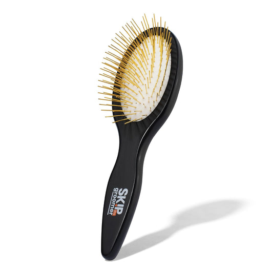Pin Brush for Dogs, Gentle Dog Brush for Long Haired Dogs – Routine Essential for Goldendoodles, Poodles & Doodles, No-Scratch Rounded Pins for Sensitive Skin, Flexible Cushion Base –