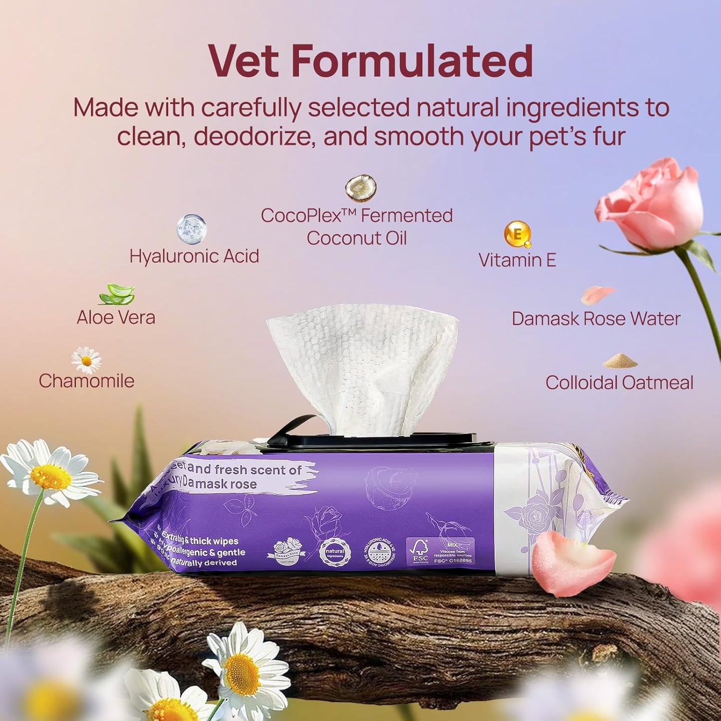Wipes for Dogs and Cats, Vet-Recommended Hypoallergenic Dog Wipes for Paws, Butt and Fur, Dog Cleaning Wipes & Dog Bath Wipes, Deodorizing Grooming Wipes for Dogs, Cats, Horse, 100 Count | Pet Wipes for Paws & Butt, Dog Bath Wipes, Deodorizing Cleaning Wipes, Cat Grooming Wipes, Puppy & Kitten Friendly