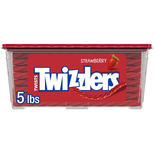 Twists Strawberry Flavored Licorice Style, Chewy Holiday Candy Tub, 5 Lb
