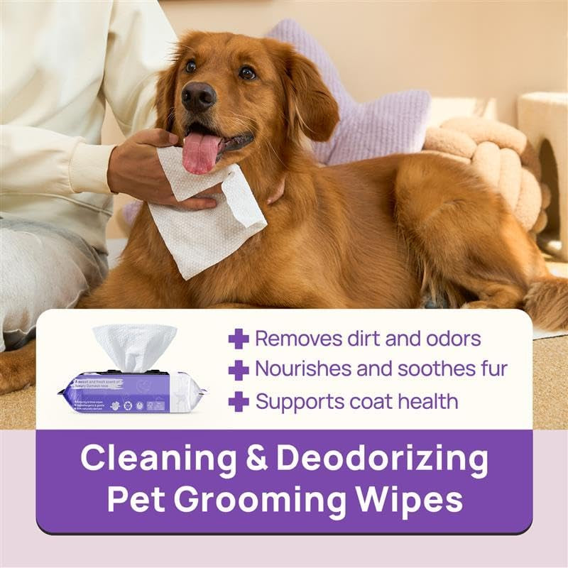 Wipes for Dogs and Cats, Vet-Recommended Hypoallergenic Dog Wipes for Paws, Butt and Fur, Dog Cleaning Wipes & Dog Bath Wipes, Deodorizing Grooming Wipes for Dogs, Cats, Horse, 100 Count | Pet Wipes for Paws & Butt, Dog Bath Wipes, Deodorizing Cleaning Wipes, Cat Grooming Wipes, Puppy & Kitten Friendly