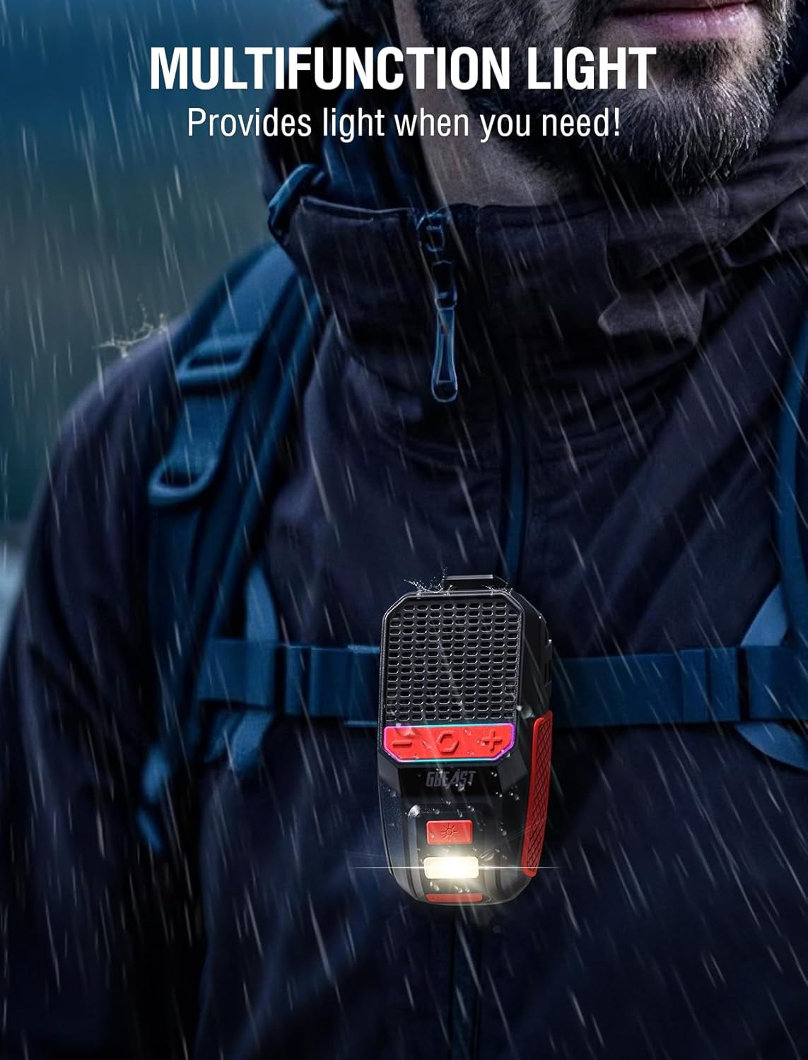 Wearable Bluetooth Speaker, Clip-On Mini Portable Speakers All Day Playtime Waterproof Built-In Mic for Hands-Free Music/Calls Bluetooth Speaker with Rgb/Flashlight for Jobsite/Outdoor/Golf
