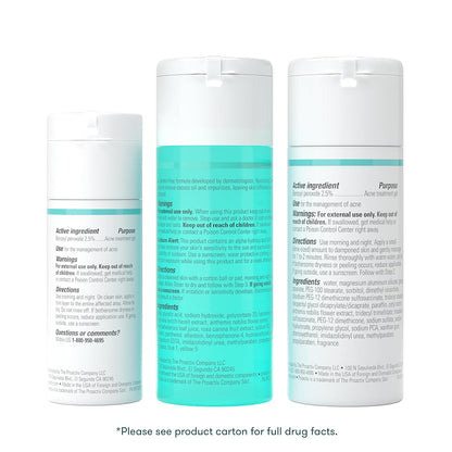 3 Step Acne Treatment - Benzoyl Peroxide Face Wash, Repairing Acne Spot Treatment for Face and Body, Exfoliating Toner - 30 Day Complete Acne Skin Care Kit
