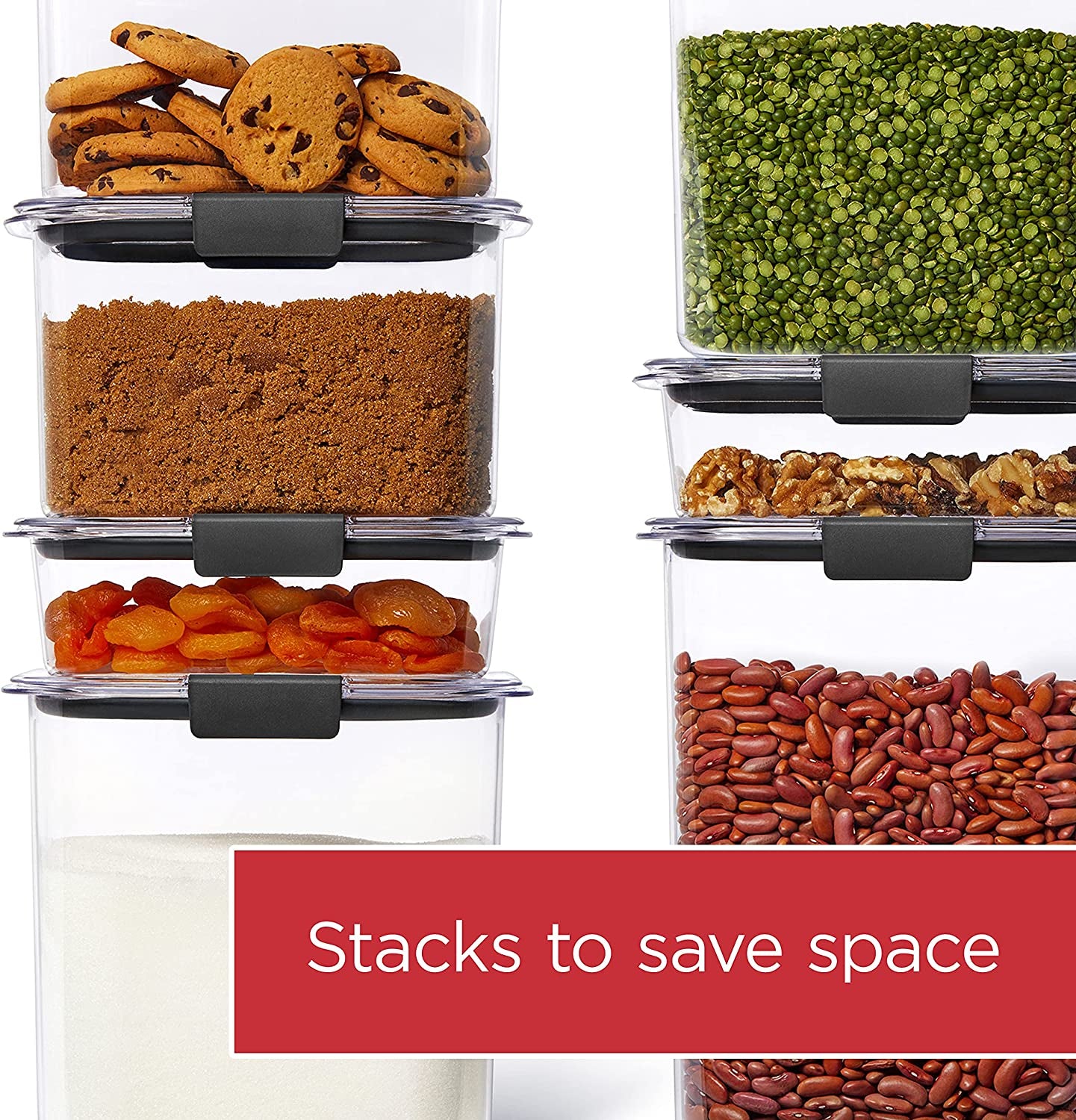 Rubbermaid Brilliance 16-Cup Airtight Food Storage Container with Lid Clear/Grey - Optimal for Pantry Organization Flour Sugar and Food Storage